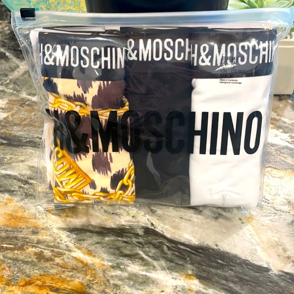Moschino Other - NWT Moschino H&M Man Boxers Brief Pack of 3 pairs Size M White, Black and Multi